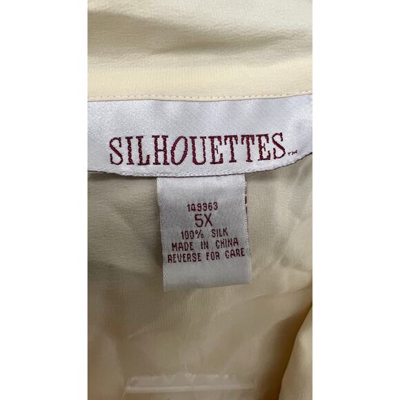 ✨ Silhouettes 5X 100% Silk Button Down Blouse – Cream Oversized Top - Picture 4 of 4